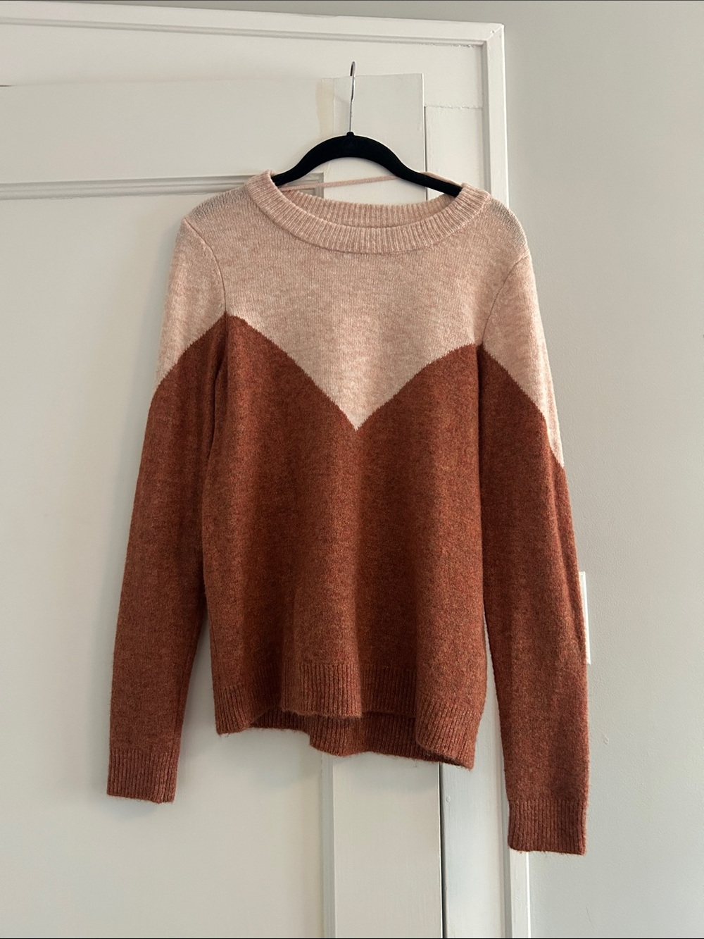 Vero Moda Pink and Brown Chevron Crewneck Sweater